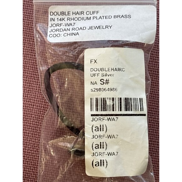 Jordan Road Double Hair Cuff in Silver Plated One Size Womens Tie Scrunchie Rubb